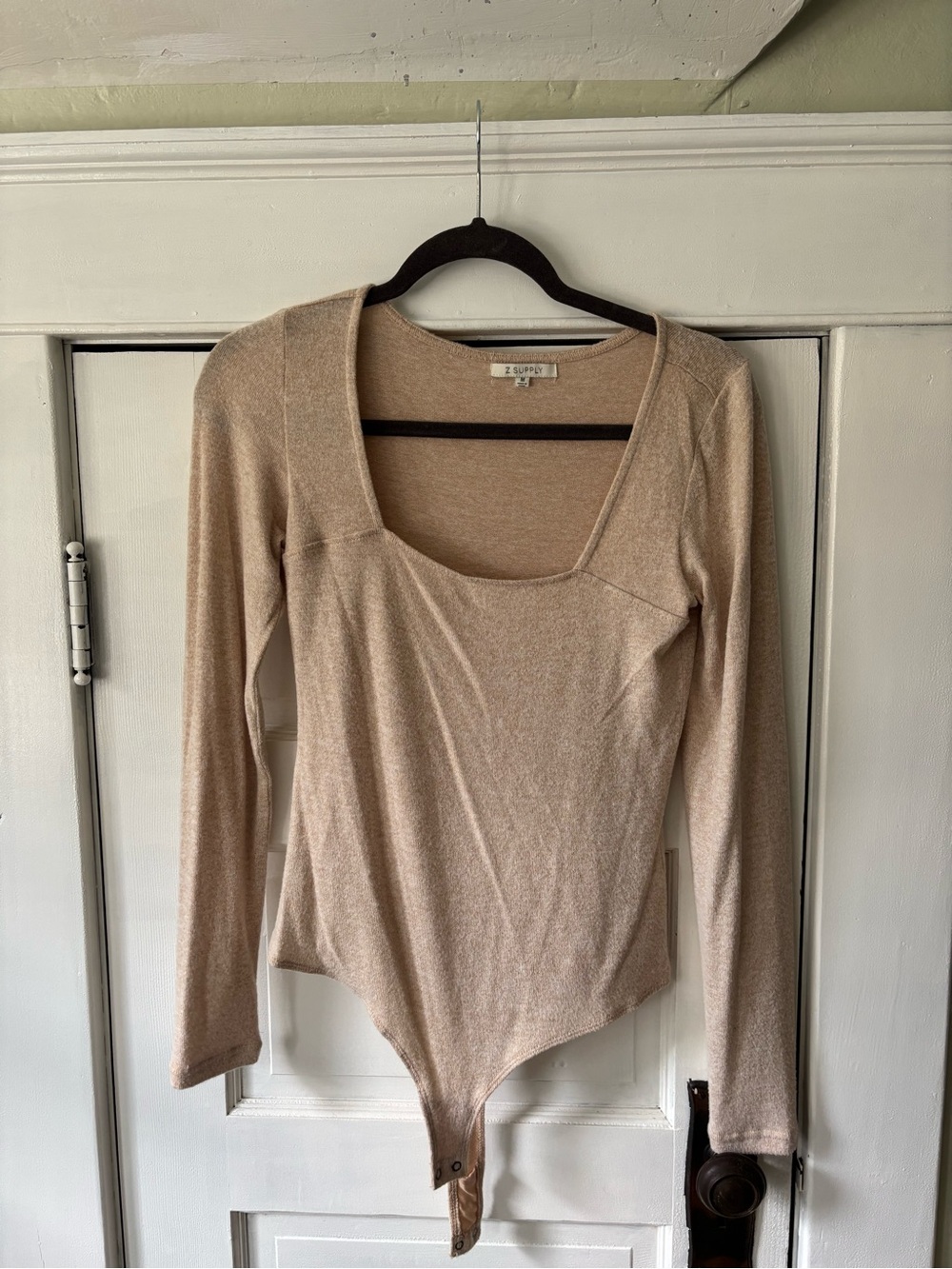 Z Supply Long Sleeve Scoop Neck Bodysuit - Taupe - Picture 1 of 5